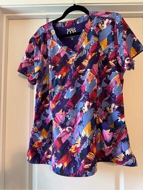 Barco Uniforms V-Neck Short Sleeve Scrub Top in Blue, Pink, Yellow, Purple